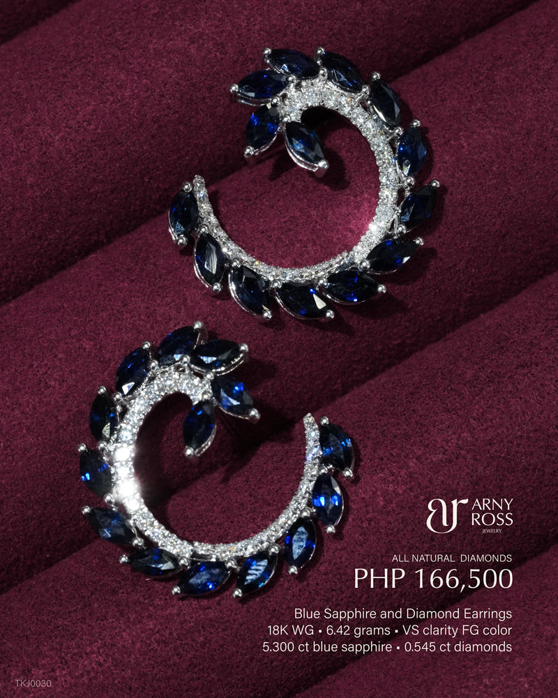 Blue Sapphire and Diamond Earrings