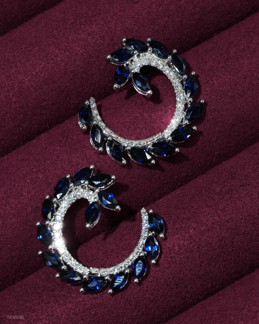 Blue Sapphire and Diamond Earrings