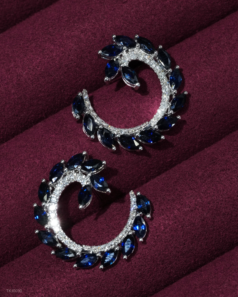 Blue Sapphire and Diamond Earrings