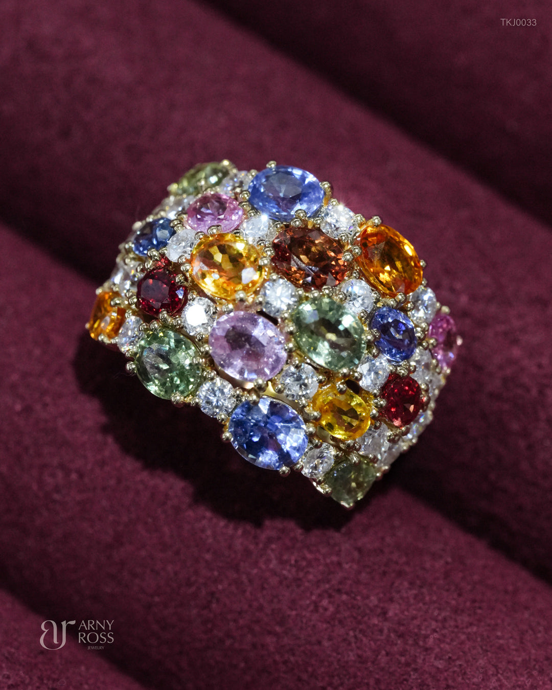 Multi-Color Sapphire Ring with Diamonds