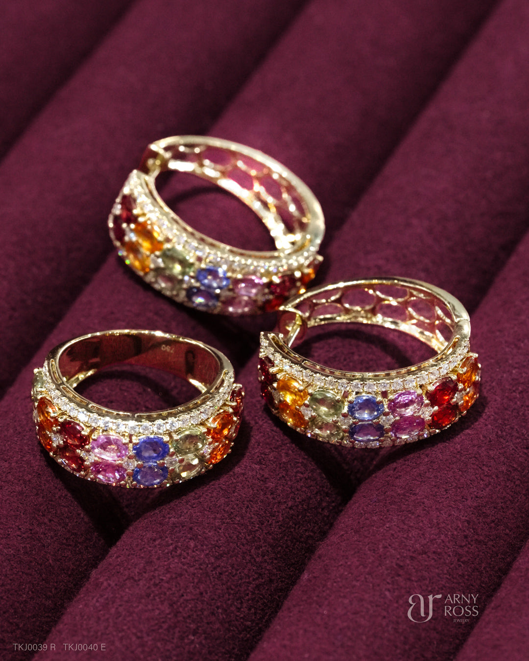Multi-Color Sapphire Earrings/Ring with Diamonds